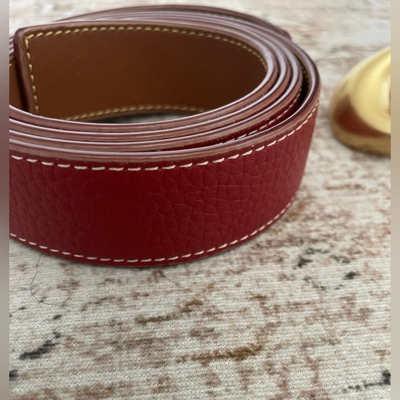 Coach Leather Belt Burgundy brown Reversible With Gold C Logo Size Large - Picture 3 of 5